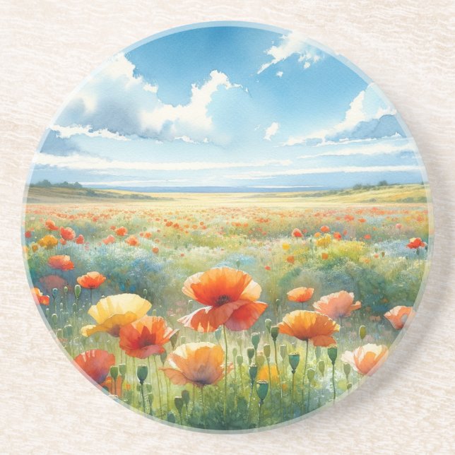 Dessous De Verre En Grès Poppies d'Islande (Devant)