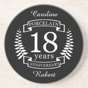 Dessous De Verre En Grès Porcelaine traditionnelle mariage anniversaire 18 