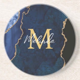 Dessous De Verre En Grès Porte en marbre bleu et or de la Marine