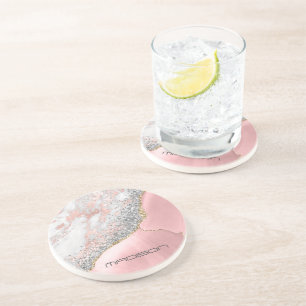 Dessous De Verre En Grès Porte en marbre rose