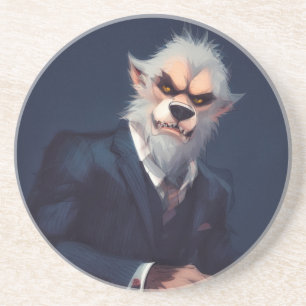 Dessous De Verre En Grès Portrait d'un loup-garou en costume