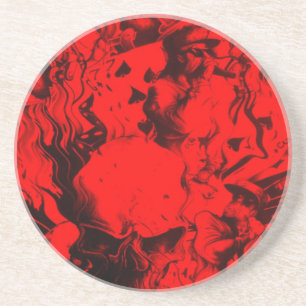 Dessous De Verre En Grès Portraits de musiciens de pop dans Vibrant rouge c