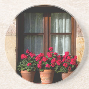 Dessous De Verre En Grès Pots de fleurs de fenêtres dans le village