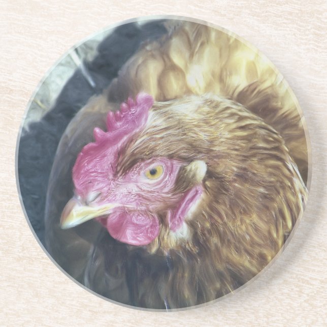 DESSOUS DE VERRE EN GRÈS POULET (Devant)