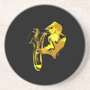 Dessous de verre en grès pour saxophone jazz