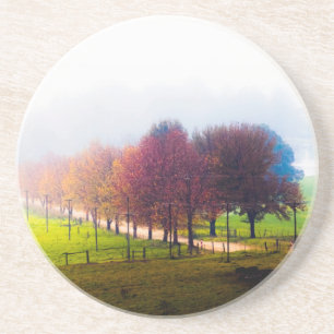 Dessous De Verre En Grès Prairie brumeuse en automne
