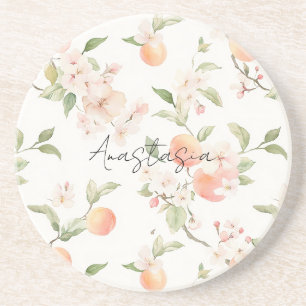 Dessous De Verre En Grès Pretty Peaches Floral