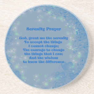 Dessous De Verre En Grès Prière Sérénité Coeurs Bleus Inspiration