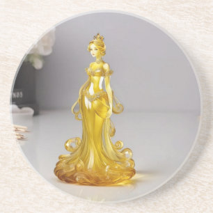 Dessous De Verre En Grès princesse en verre cristal avec robe jaune