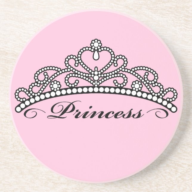 Dessous De Verre En Grès Princesse Tiara Coaster (arrière - plan rose) (Devant)
