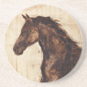 Dessous De Verre En Grès Profil de cheval sauvage Brown