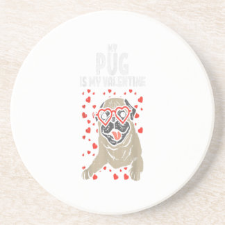 Dessous De Verre En Grès Pug Is My Valentine Cute Valentines Day Pet Dog