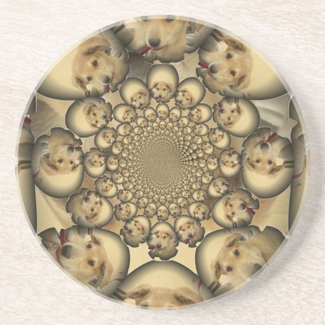 Dessous De Verre En Grès Puppy Kaleidoscope Art Print (Devant)