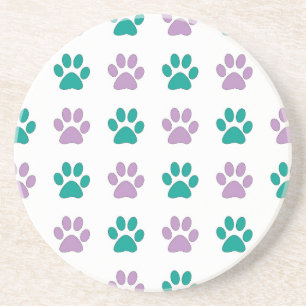 Dessous De Verre En Grès Purple and teal puppy paw prints