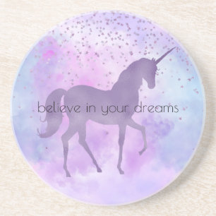 Dessous De Verre En Grès Purple Stars Confetti Aquarelle Unicorne
