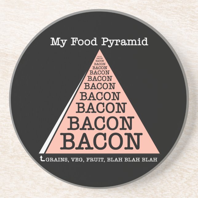 Dessous De Verre En Grès Pyramide alimentaire de Bacon (Devant)