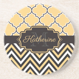 Dessous De Verre En Grès Quatrefoil jaune