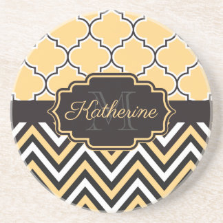 Dessous De Verre En Grès Quatrefoil jaune