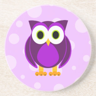 Dessous De Verre En Grès Qui ? Mme Purple Owl Bubble Background
