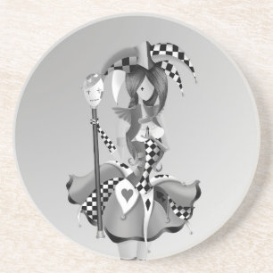 Dessous De Verre En Grès Quirky Jester et marionnettes king
