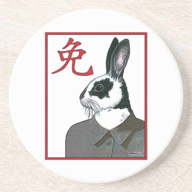Dessous De Verre En Grès Rabbit de fête (Devant)