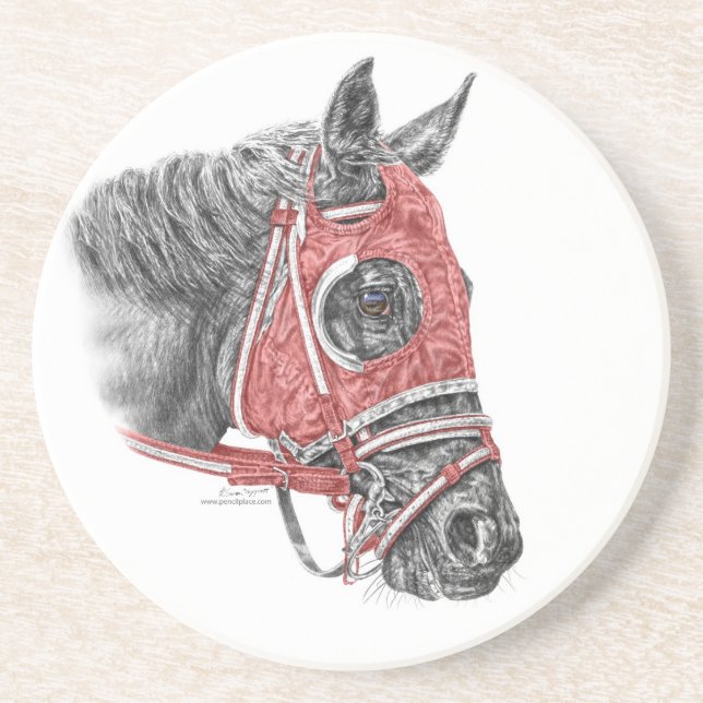 Dessous De Verre En Grès Race Horse Portrait Soies (Devant)