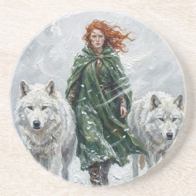 Dessous De Verre En Grès Radiant Peace Dove Lantern Imbolc Snowdrops Art (Devant)