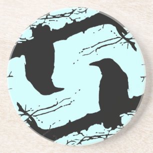 Dessous De Verre En Grès Ravens sur l'arbre