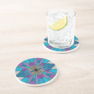 Dessous De Verre En Grès Rayon en verre de teint bleu et violet