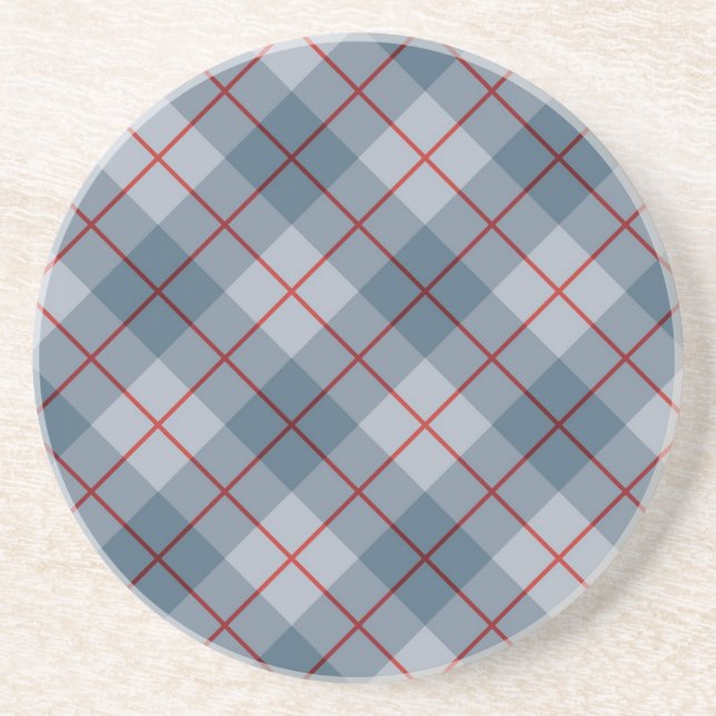Dessous De Verre En Grès Rayure Bleu-Rouge de plaid polarisé (Devant)