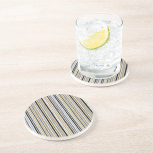 Dessous De Verre En Grès Rayures Bleues Blanches Élégantes