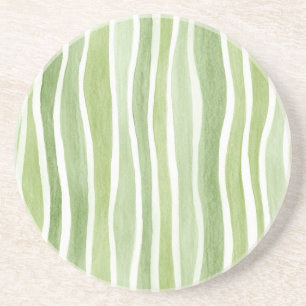 Dessous De Verre En Grès Rayures vert lime ondulées crème