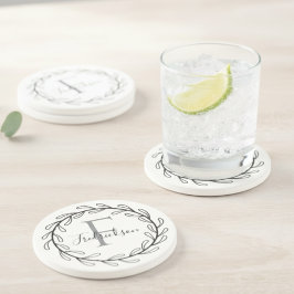 Dessous De Verre En Grès Realtor Closing Gift Wreath Monogram