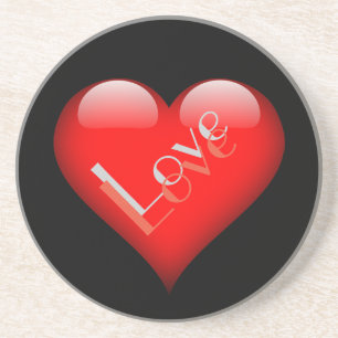 Dessous De Verre En Grès Red Heart Attractive Parisian Love Mariage