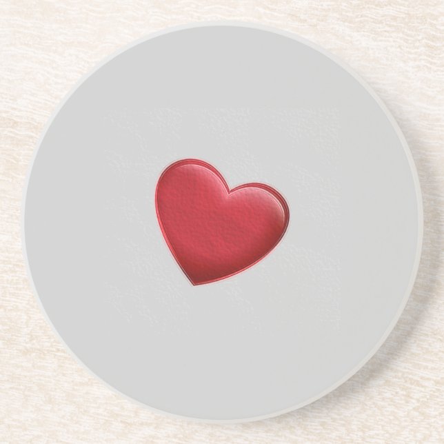 Dessous De Verre En Grès Red Heart Grey Mariage d'amour tendance (Devant)