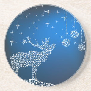 Dessous De Verre En Grès Reindeer & Stars de Noël