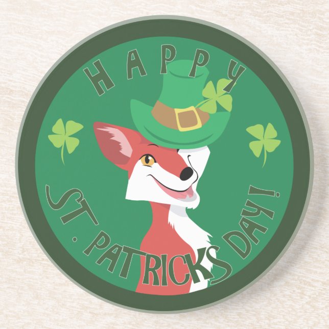Dessous De Verre En Grès Renard de la Saint Patrick (Devant)