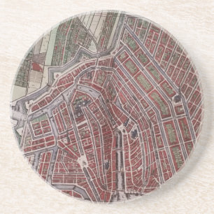 Dessous De Verre En Grès Réplique carte de la ville d'Amsterdam 1652