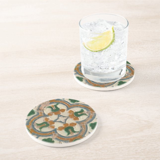 Dessous De Verre En Grès Repro Espagnol géométrique Azulejos Floral (Côté)