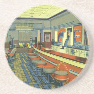 Dessous De Verre En Grès Restaurant vintage, Retro Roadside Diner Intérieur