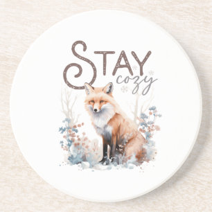 Dessous De Verre En Grès Restez confortable Woodland Fox Noël