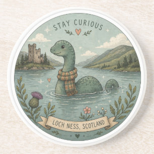 Dessous De Verre En Grès Restez Curieux Cozy Cryptide Nessie Monstre du Loc