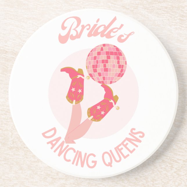 Dessous De Verre En Grès Retro années 70, Reine de la danse de la mariée, E (Devant)