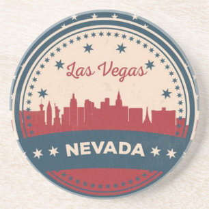 Dessous De Verre En Grès Retro Las Vegas Skyline