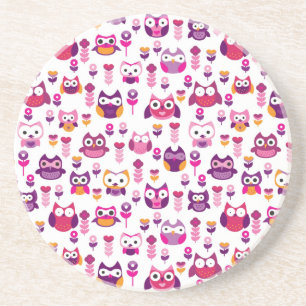 Dessous De Verre En Grès rétro motif coloré d'oiseau de hibou