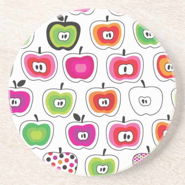 Dessous De Verre En Grès Rétro motif mignon de pomme (Devant)