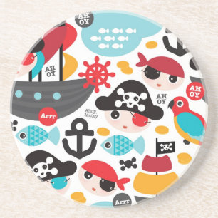 Dessous De Verre En Grès Rétro navigation d'illustration de pirates