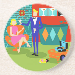 Dessous De Verre En Grès Rétros dessous de verre de grès de couples de