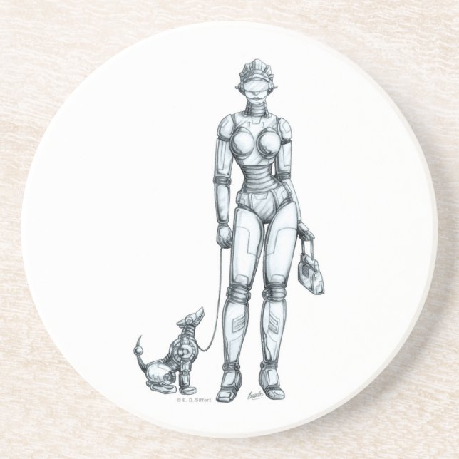 Dessous De Verre En Grès Robots (Devant)