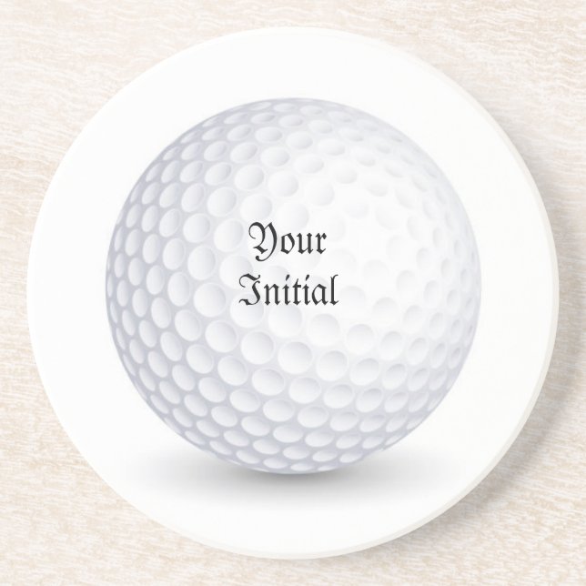 Dessous de verre en grès rond avec balle de golf 3 (Devant)